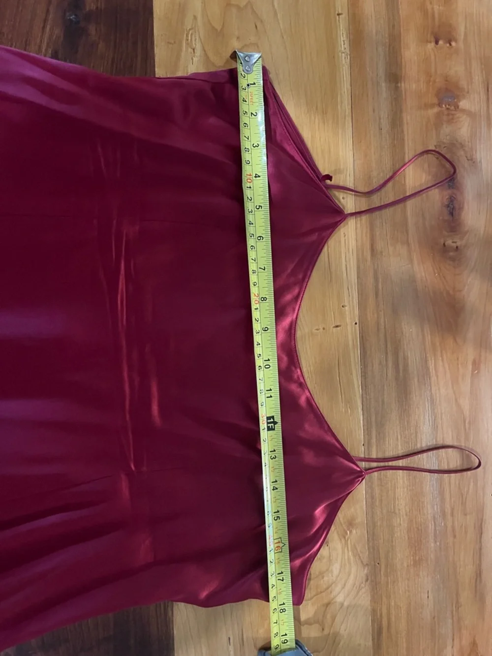 Teri Jon Scarlet Silk Slip Dress with Black Mesh Overlay - Picture 12 of 12